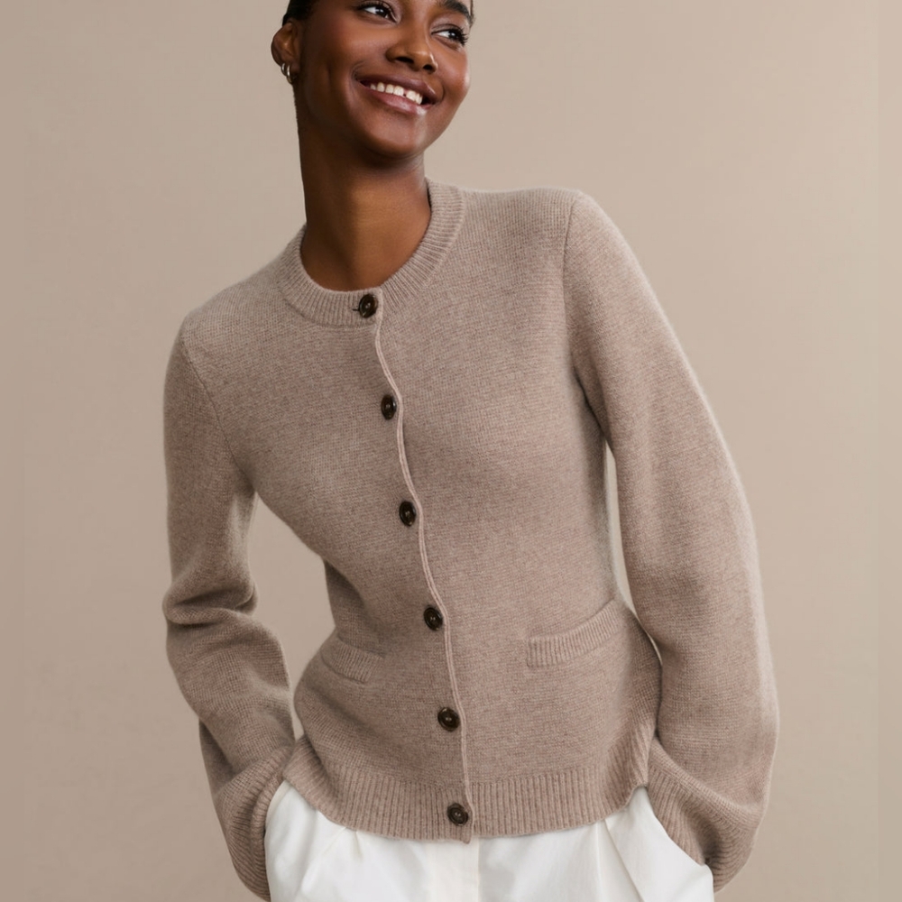 Jenni Kayne Cooper Cardigan Cashmere Wool Taupe XXL